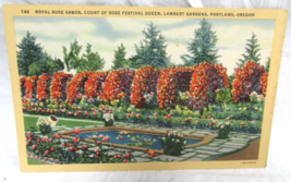 Curt Teich Linen Postcard 746 Court of Roses Lambert Gardens Portland Oregon - £2.36 GBP