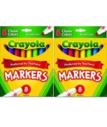 2 PACK CRAYOLA CLASSIC MARKERS Broad Line 8 in each Box (Pack of 2) - £8.52 GBP