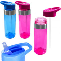 2 Pc 24Oz Sports Water Bottle 700Ml Wide Mouth Straw Travel Gym - £20.71 GBP