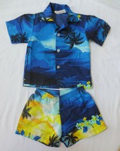 Vtg Toddler Helena&#39;s Hawaiian Shirt &amp; shorts Yellow sunset Sz 3 - £15.71 GBP