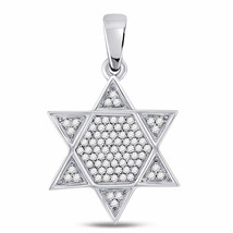 10k White Gold Mens Round Diamond Star Magen David Jewish Charm Pendant 1/5 Cttw - £219.38 GBP