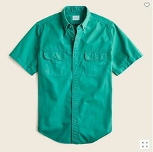 New J Crew Men Pine Green Short Sleeve Garment Dyed Cotton Twill Shirt S... - $29.99