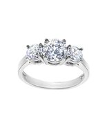 14k White Gold 1.75ct Round 3-Stone Diamonette CZ Engagement Ring 7.5 - $470.00