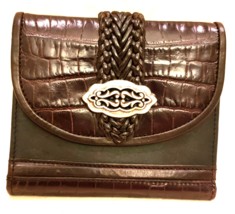 Brighton Trifold Wallet Brown/Black Croco Embossed Leather - £31.36 GBP