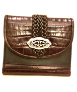 Brighton Trifold Wallet Brown/Black Croco Embossed Leather - £31.43 GBP