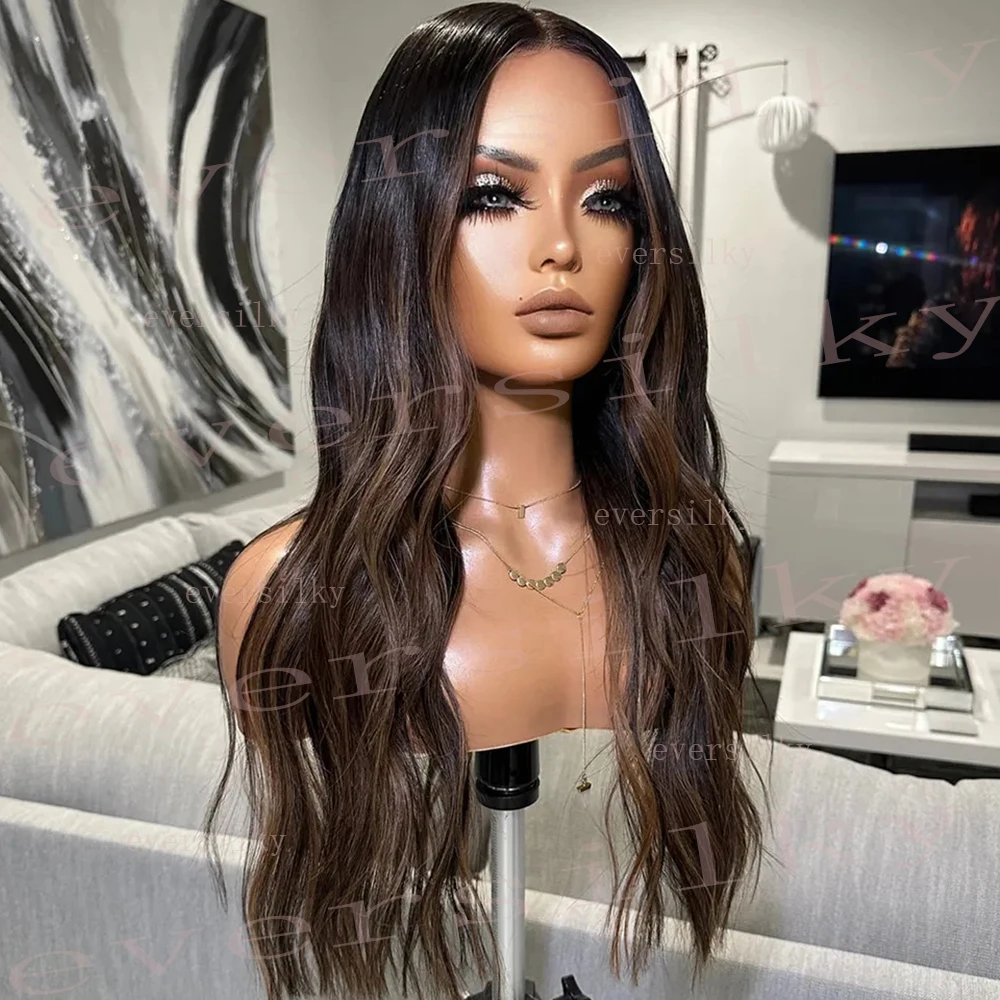 Ate balayage brown hd transparent lace premium human hair full lace wigs remy body wave thumb200