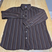 Gap Shirt Mens Size XXL  Button Up Long Sleeve Fitted Striped Brown - $242.37 MXN