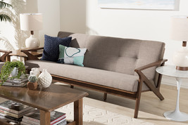 Netherlands Walnut Wood Light Gray Fabric Tufted 3-Seater Sofa - $14,023.20 MXN
