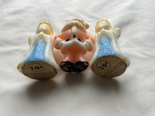 Vintage Lot Of 3 Gurley Christmas Candles Angels And Santa Item image 2