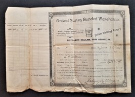 1891 antique HELLAM DISTILLLING york pa WHISKEY US Bond Warehouse BARREL... - £70.07 GBP