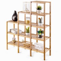 Bamboo Wood 5-Tier Versatile Bookcase Plant Stand Storage Rack - $3,883.05 MXN