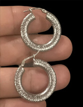 Dyadema sterling silver 925 Textured made in Italy designer hoops hoop earrings - £35.40 GBP