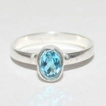 925 Argent Sterling Bleu Topaze Bague Handmade Bijoux Gemstone Ring Tout Taille - £27.83 GBP