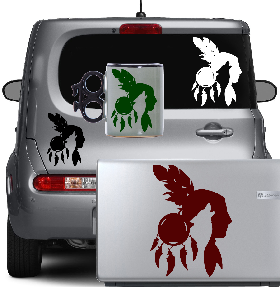 Indian Chief Wolf Drums Vinyl Decal Sticker Native American Spirit Car L... - $2.96+