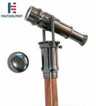 Brass Walking Cane Vintage Walking Stick Folding Spy Telescope wooden Stick - £79.13 GBP