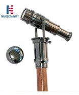 Brass Walking Cane Vintage Walking Stick Folding Spy Telescope wooden Stick - £78.89 GBP