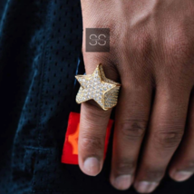 Iced Out Hip Hop 3D Star Ring, Pinky Ring Women, Zircon Diamond Star Ring, Gift - £119.08 GBP