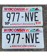 Wisconsin Expired 2009 Black on White America&#39;s Dairy License Plate Set ... - £15.23 GBP