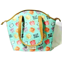 Rongrong DeVoe Fashion Insulated Lunch Tote Handbag Purse Medium Beige P... - £19.75 GBP