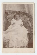 Antique Circa 1880s Cabinet Card Adorable Smiling Baby in Long White Dress - £7.42 GBP