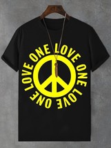 Men&#39;s One Love Peace Graphic Print Cotton Casual T-Shirt - $20.00