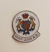 ST. JOHN New Brunswick Canada Souvenir Round Lapel Hat Pin City Seal - £13.17 GBP