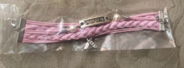 Women’s Bracelet 7” Pink Breast Cancer Braided Faux Leather - £4.55 GBP