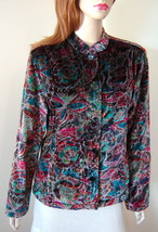 CHICO&#39;S Shimmering Multi-Colored Floral Silk Blend Velveteen Jacket (Siz... - £23.42 GBP