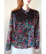 CHICO&#39;S Shimmering Multi-Colored Floral Silk Blend Velveteen Jacket (Siz... - $539.57 MXN