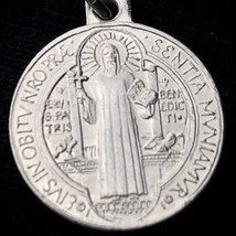 Saint Benedict Medal Catholic Vintage Pendant Charm Antique Jesus - £8.65 GBP