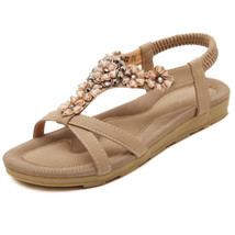 Comfortable Flat Heel Sandals Women Large Size Summer Shoes Woman Bohemia Flower - £26.55 GBP