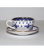 Spode Blue Fleur De Lys Bone China Gold Trim 2-Piece Miniature Cup &amp; Sau... - £23.42 GBP