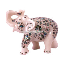 7&quot; Exclusive Marble Elephant Statue Pauashell Inlay Floral Precious Gemstone E43 - £545.16 GBP