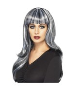 Sexy Black &amp; White Sinister Siren Wig Vamp Demonica Madame Darkness Goth... - $21.65 CAD