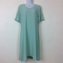 Norm Thompson Womens Sea Green Crinkle Dress Size Small Shift Pullover - £18.39 GBP