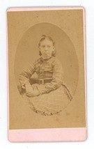 Antique CDV Circa 1870s Beautiful Teenage Girl in Dress With Black Belt - $9.49