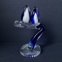 Hand-Blown Art Glass Birds Sitting On A Branch Paperweight Figurine Coba... - £26.00 GBP