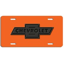 Chevrotet art auto vehicle aluminum license plate car truck SUV orange tag  - $16.58