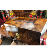 Engraved wood box, thuya burl thuya wooden jewelry box with velvet linin... - £144.26 GBP