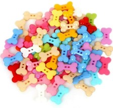 50 Dog Bone Buttons Colorful Jewelry Making Sewing Supplies Assorted Lot... - $6.02