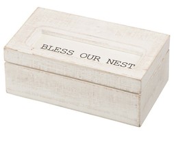 Decorative Box “Bless Our Nest” White Wooden Box, Small (2.5&quot; x 7&quot;x4”) M5 - £85.04 GBP