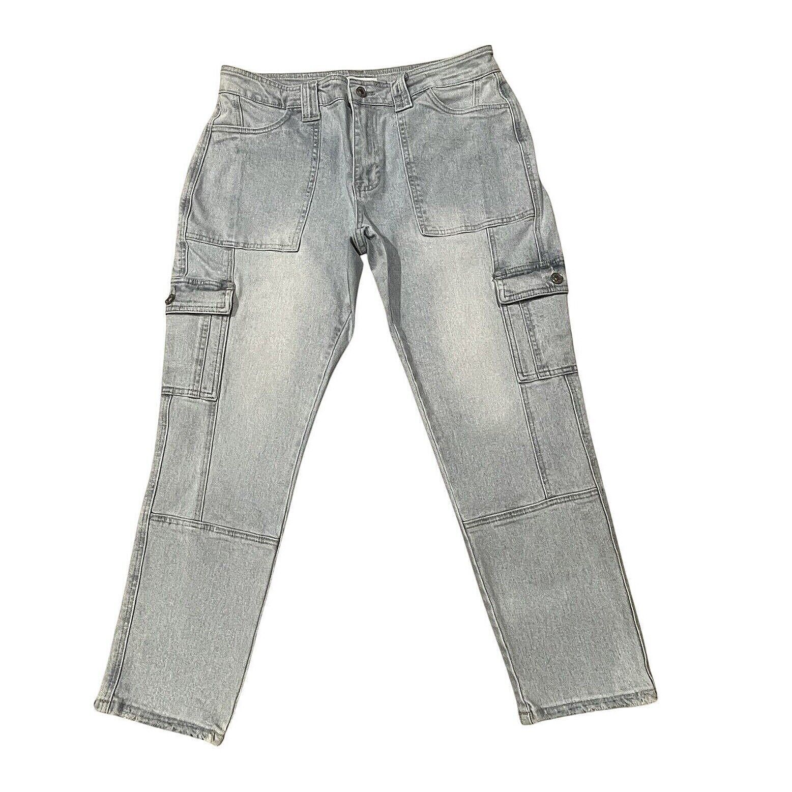 Kancan Jeans 11/29 Felicity High Rise Slim Straight Cargo Jeans Light Wa... - $23.13