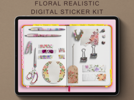 Floral Realistic Digital Sticker Kit for Digital Journaling, iPad Planner - £8.79 GBP