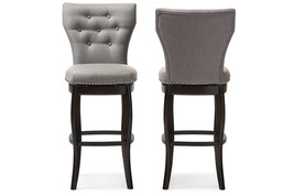 Bayan Gray Fabric Upholstered Button-tufted 29-Inch 2Pc Swivel Bar Stool... - $459.00