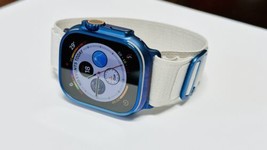Custom Anodized Blue 49MM Apple Watch ULTRA Titanium White Alpine Loop Band - £1,134.21 GBP