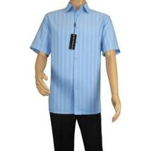 Men Short Sleeve Sport Shirt by BASSIRI Light Weight Soft Microfiber 48291 Blue image 4