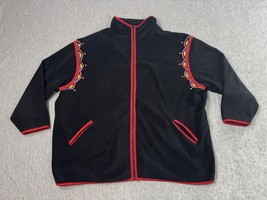 Bob Mackie Wearable Art Jacket Womens 3X Black Fleece Zip Embroidered Re... - $39.59