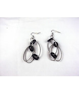 Silver and Black Oval Earrings #5300 Brand New, Free 1st Class Shipping - $129.65 MXN
