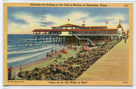 Bathing Beach Scene Galveston Texas 1949 linen postcard - $6.39