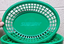 SUBWAY Green Plastic Picnic Serving Tray Reusable Fast Food Basket - NEW... - $54.89
